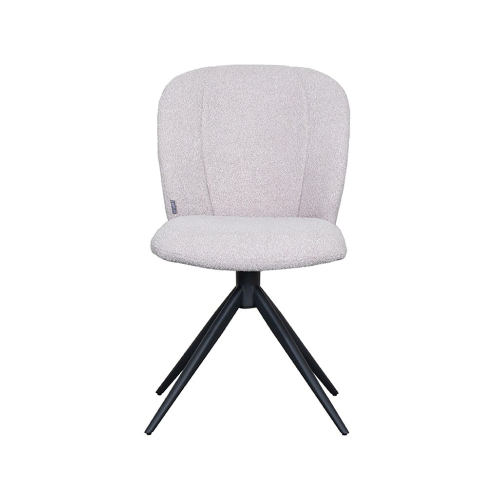 Eetkamerstoel Kimo - Naturel - Boucle - Zwart Metalen Frame
