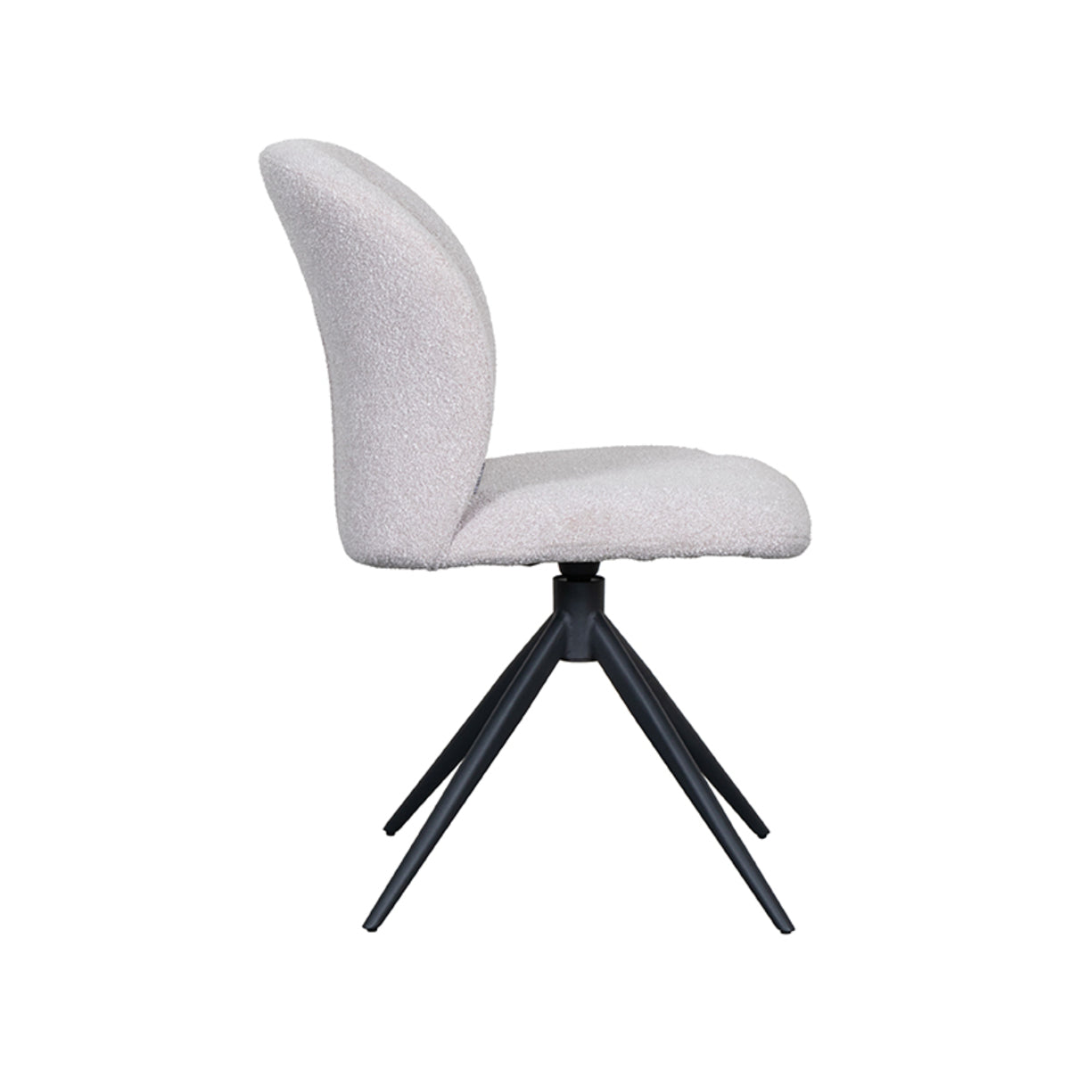 Eetkamerstoel Kimo - Naturel - Boucle - Zwart Metalen Frame