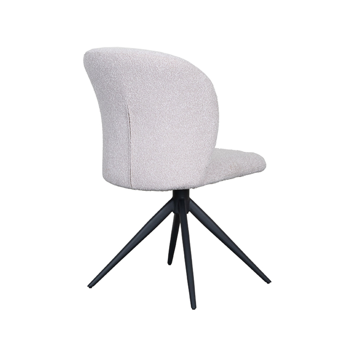 Eetkamerstoel Kimo - Naturel - Boucle - Zwart Metalen Frame