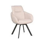 Eetkamerstoel Beauty - Naturel - Boucle - Zwart Metalen Frame