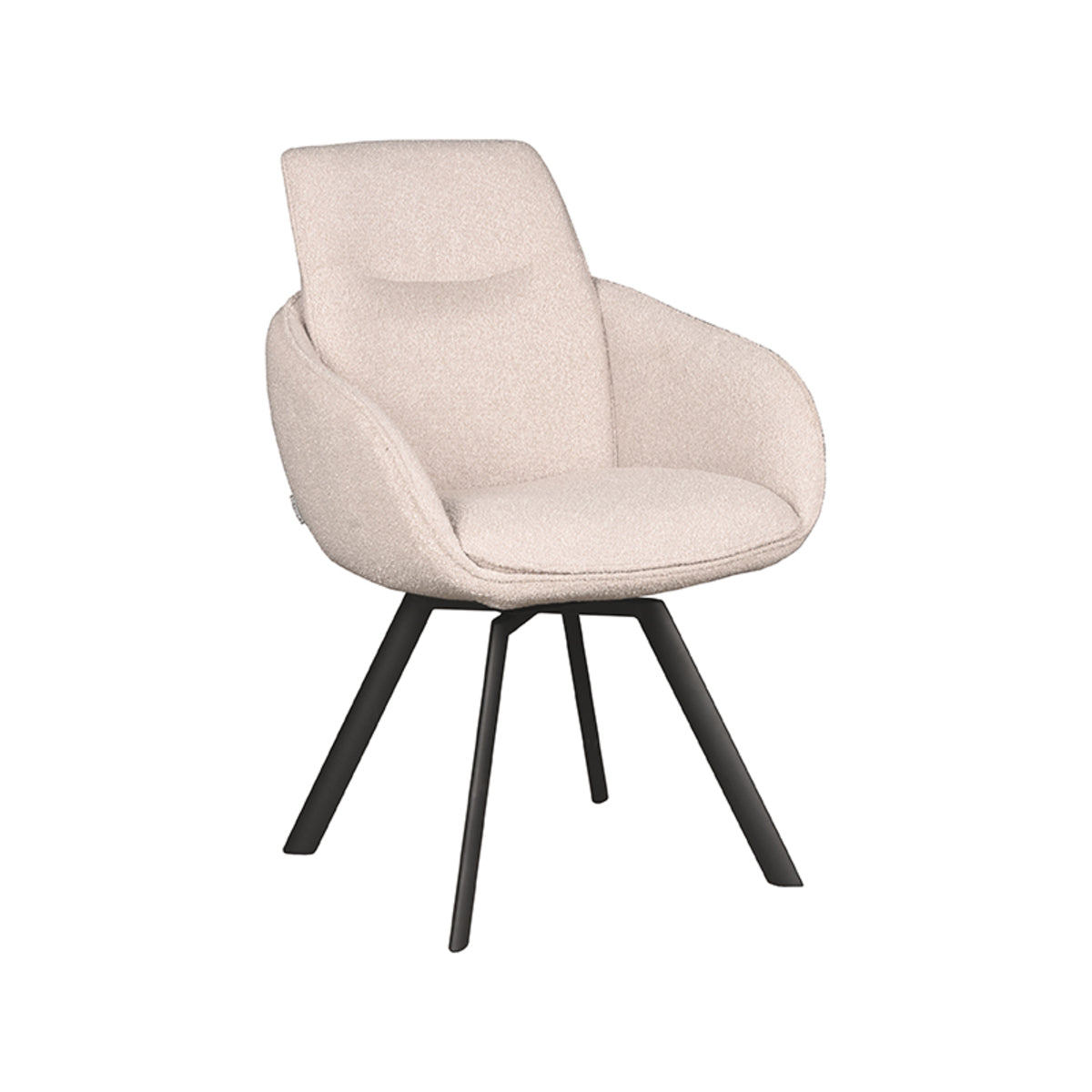 Eetkamerstoel Beauty - Naturel - Boucle - Zwart Metalen Frame