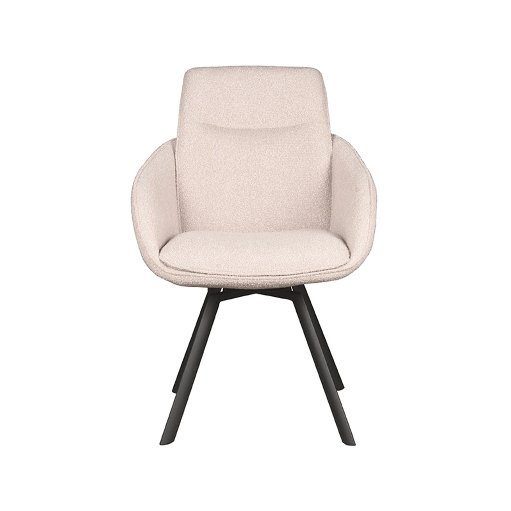 Eetkamerstoel Beauty - Naturel - Boucle - Zwart Metalen Frame