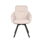 Eetkamerstoel Beauty - Naturel - Boucle - Zwart Metalen Frame