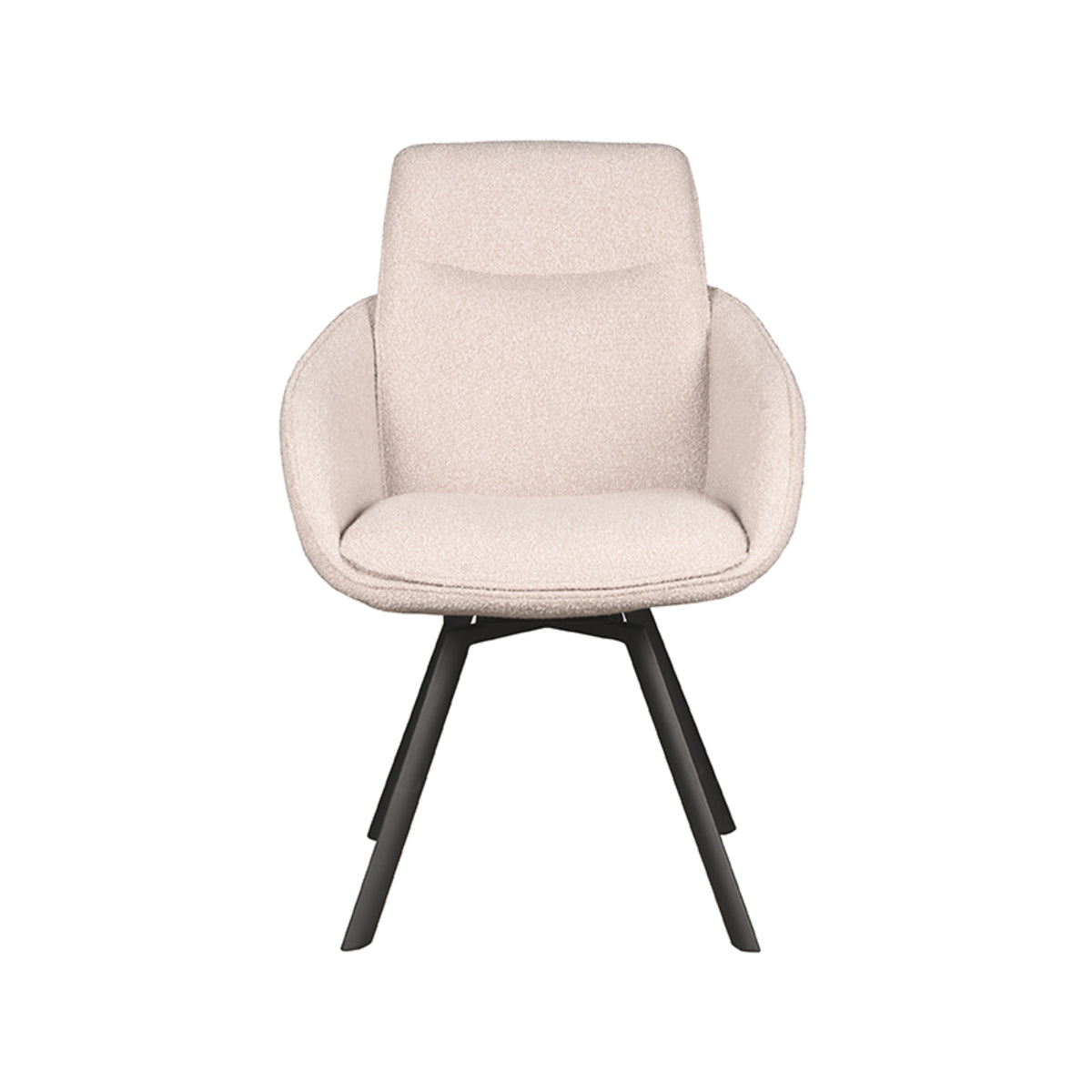 Eetkamerstoel Beauty - Naturel - Boucle - Zwart Metalen Frame