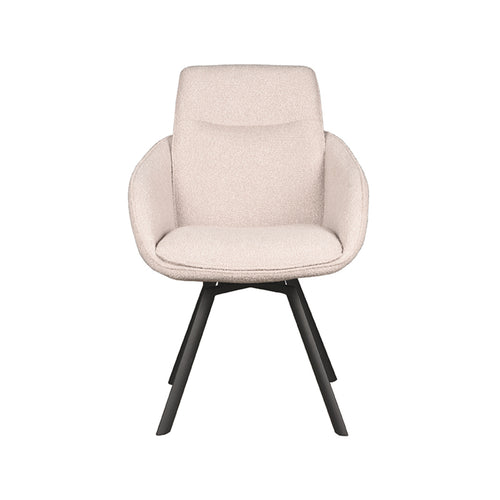 Eetkamerstoel Beauty - Naturel - Boucle - Zwart Metalen Frame