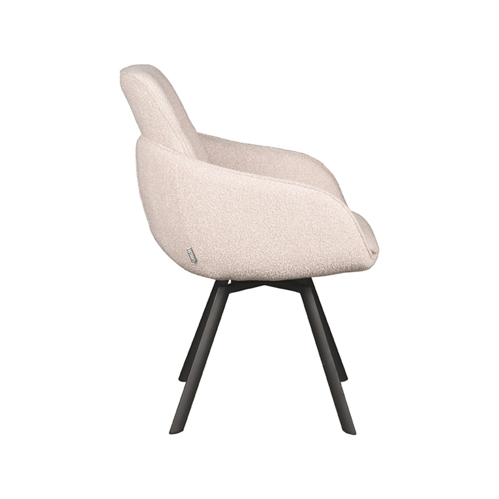 Eetkamerstoel Beauty - Naturel - Boucle - Zwart Metalen Frame