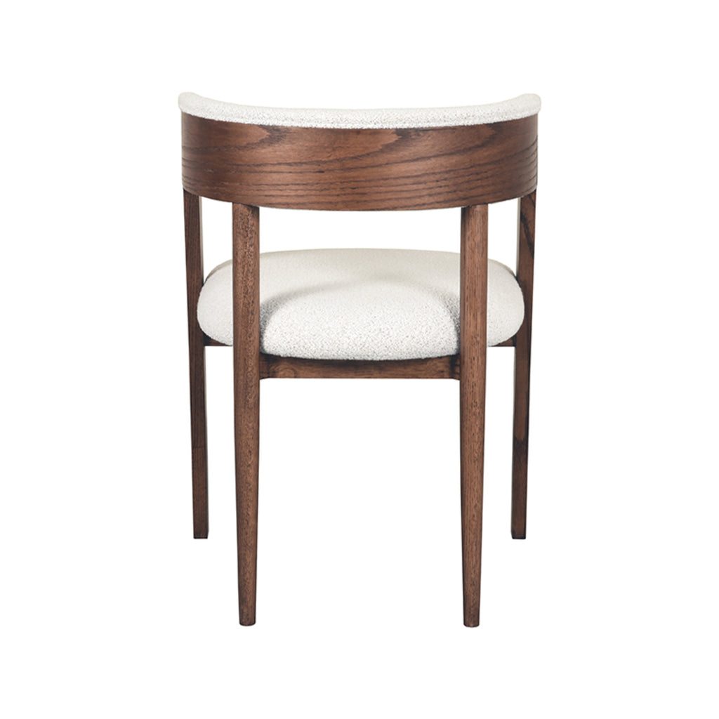 Eetkamerstoel Sasha - Ecru - Boucle - Walnoot Houten Frame