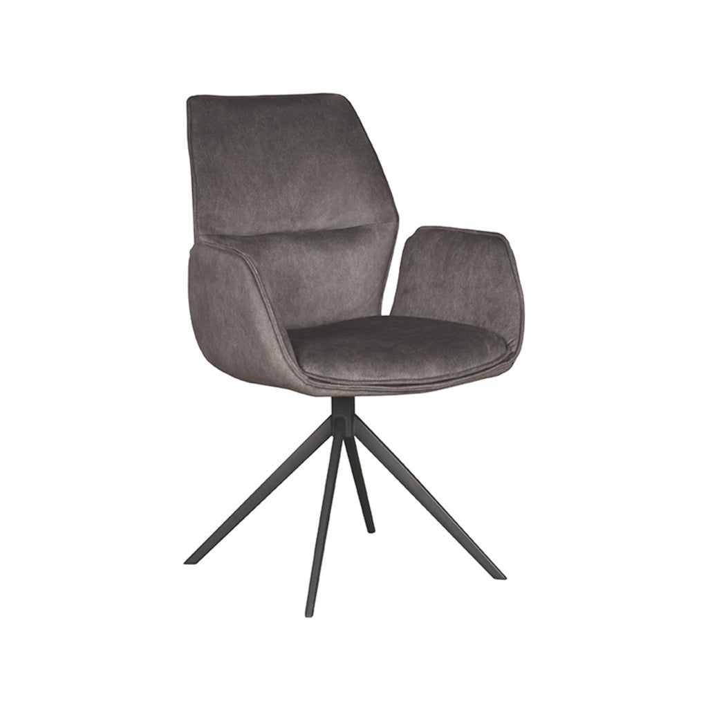 Eetkamerstoel Mellow - Antraciet - Cosmo - Zwart Metalen Frame