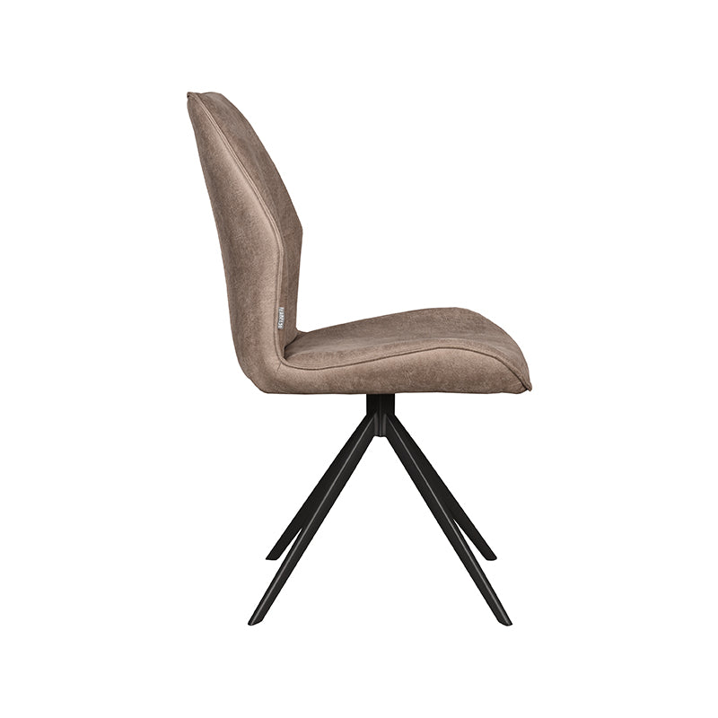 Eetkamerstoel Comfy - Taupe - Micro Suede - Zwart Metalen Frame