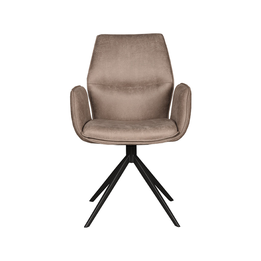 Eetkamerstoel Mellow - Taupe - Micro Suede - Zwart Metalen Frame