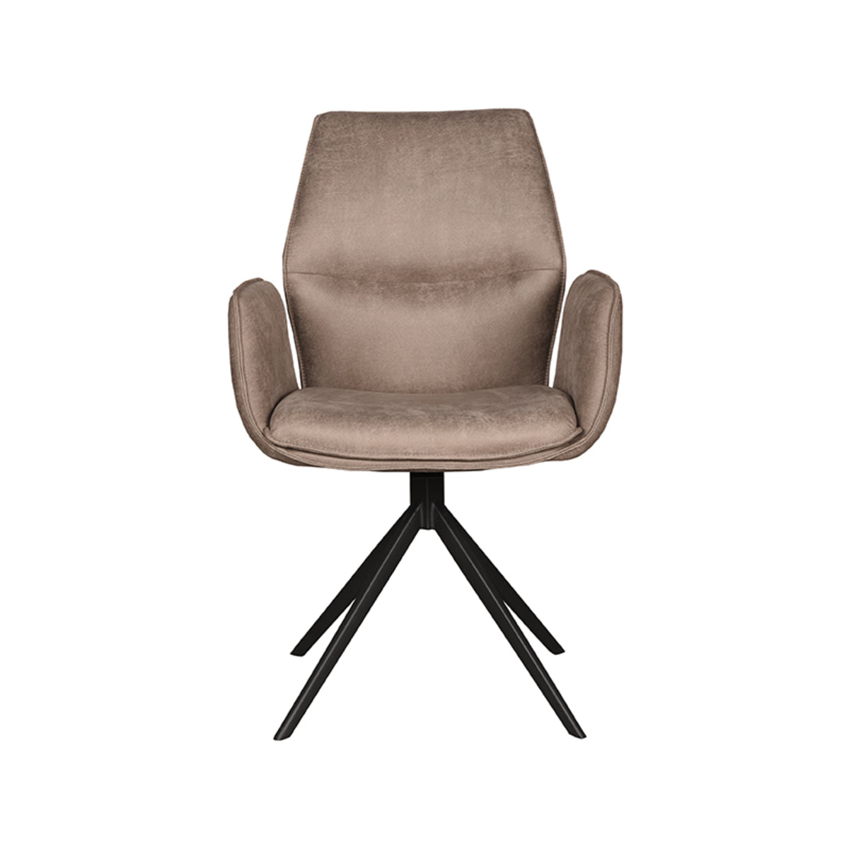 Eetkamerstoel Mellow - Taupe - Micro Suede - Zwart Metalen Frame