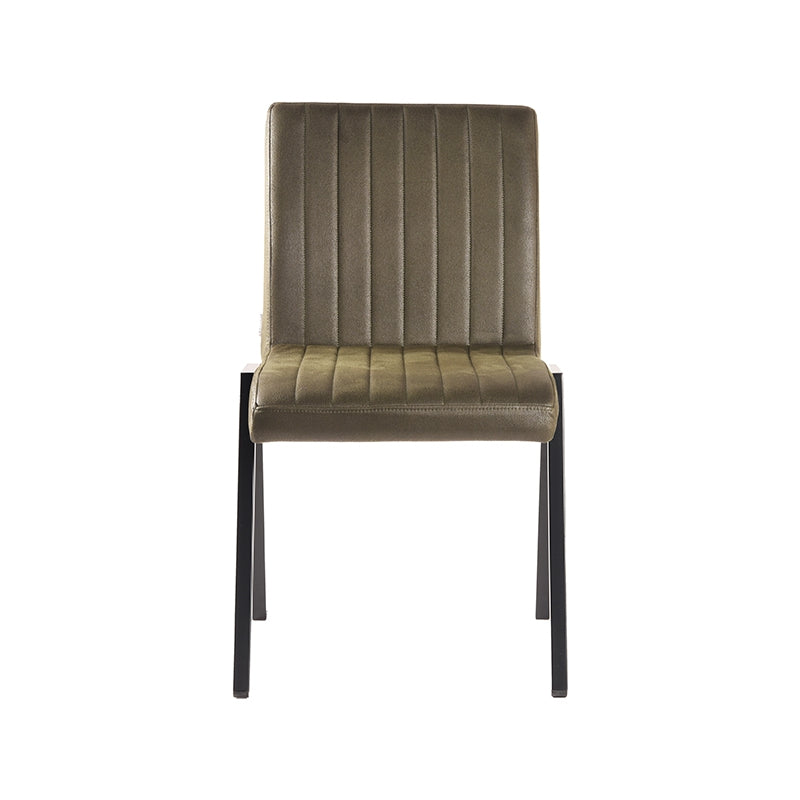 Eetkamerstoel Matz - Army - Kunstleder - Zwart Metalen Frame