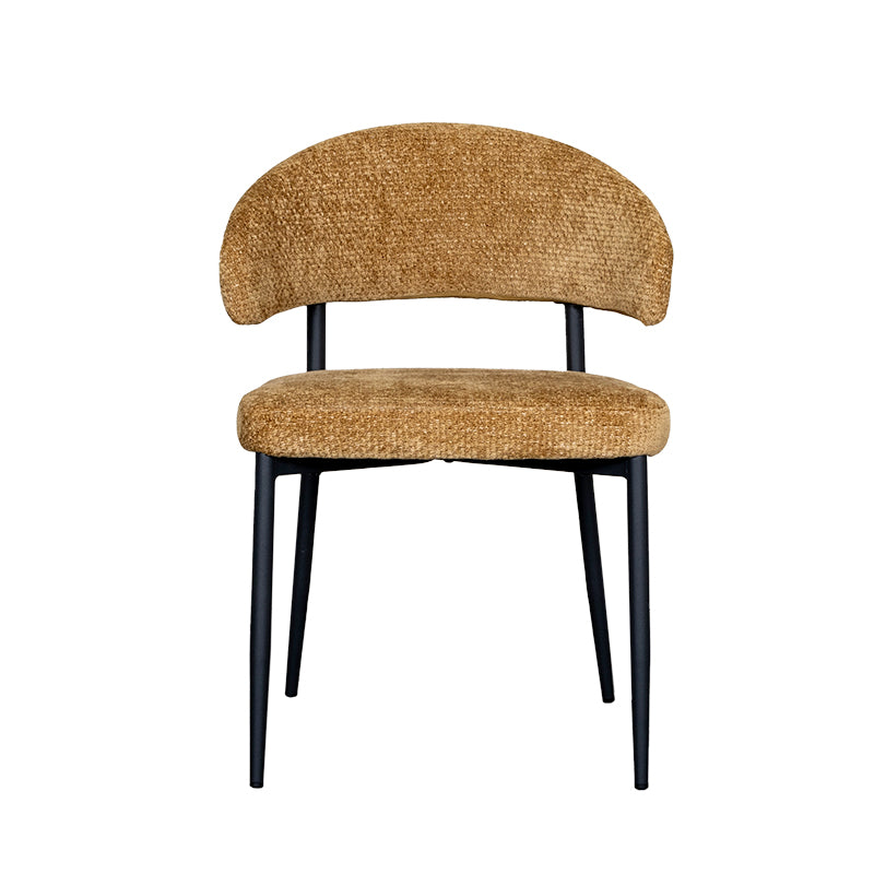 Eetkamerstoel Bliss - Mustard - Chenille - Zwart Metalen Frame