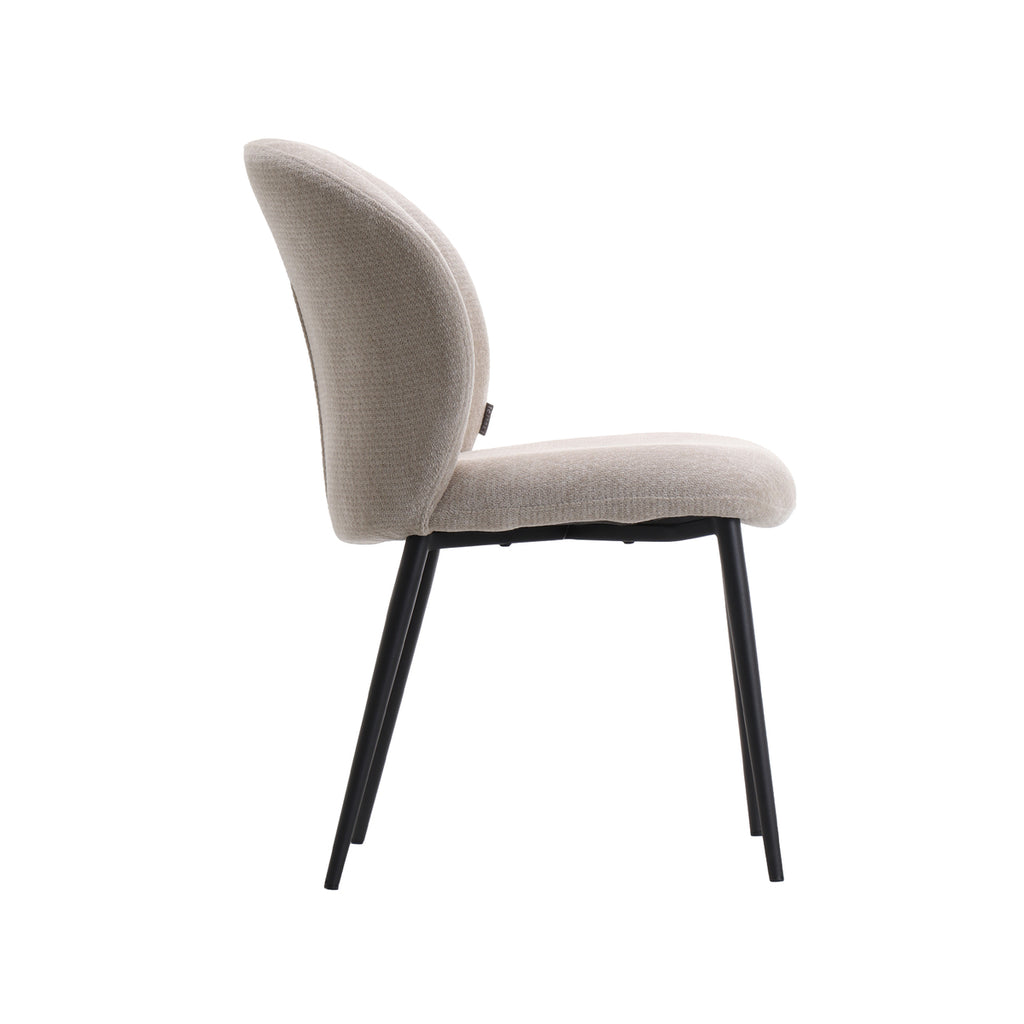 Eetkamerstoel Vino - Naturel - Elite - Zwart Metalen Frame