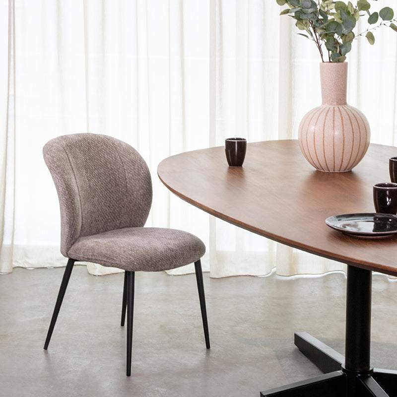 Eetkamerstoel Vino - Stone - Elite - Zwart Metalen Frame