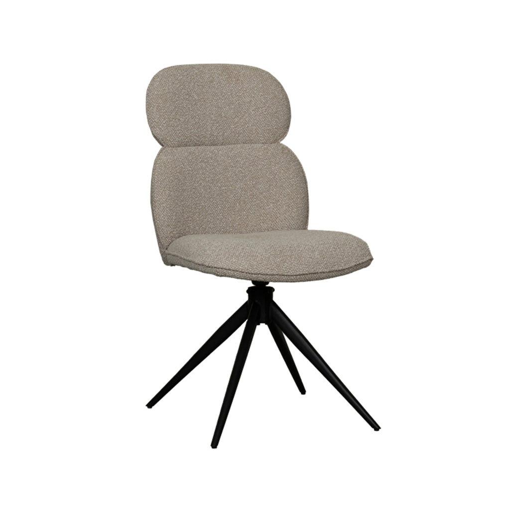 Eetkamerstoel Finn - Naturel - Royal Boucle - Zwart Metalen Frame