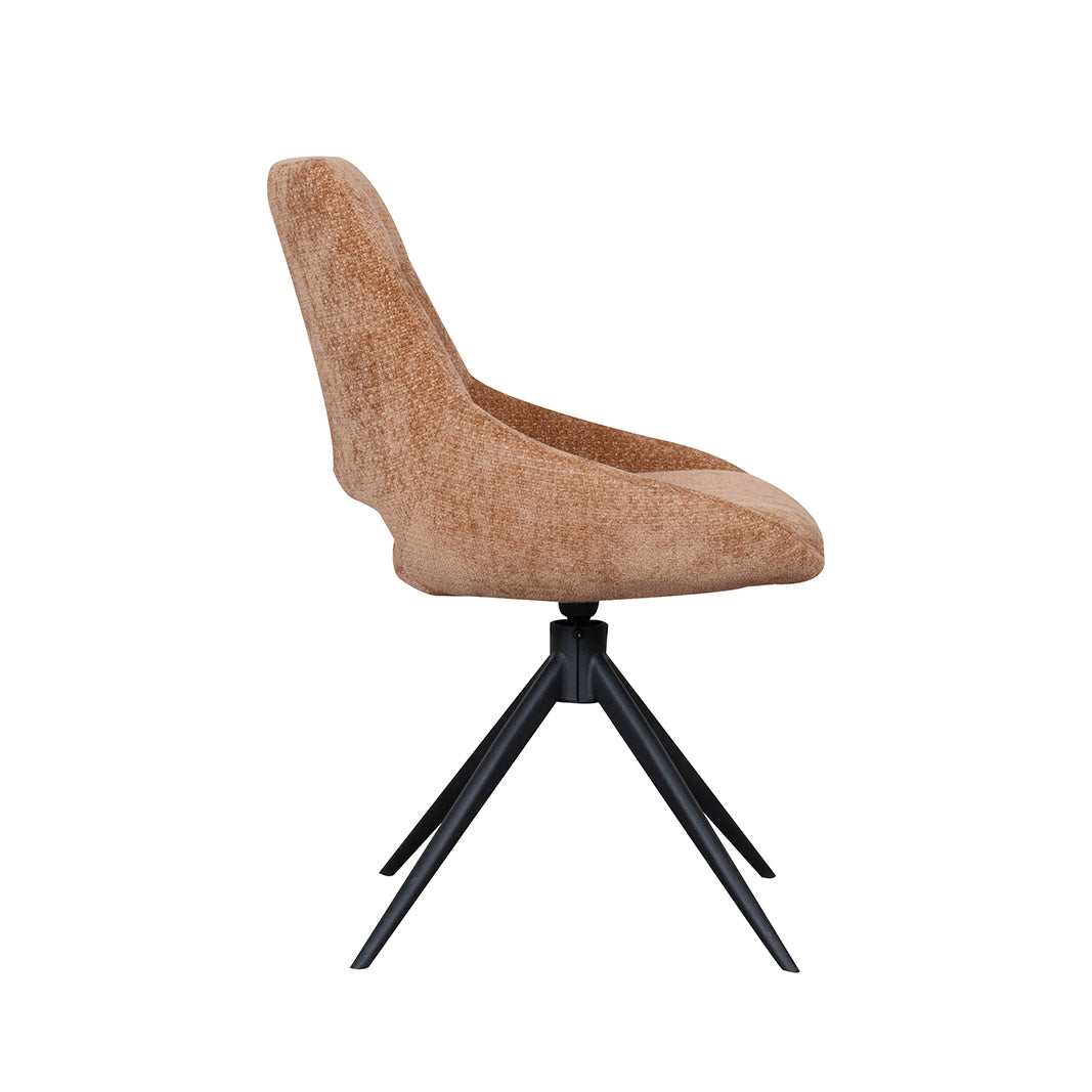 Eetkamerstoel Marlow - Cognac - Elite - Zwart Metalen Frame