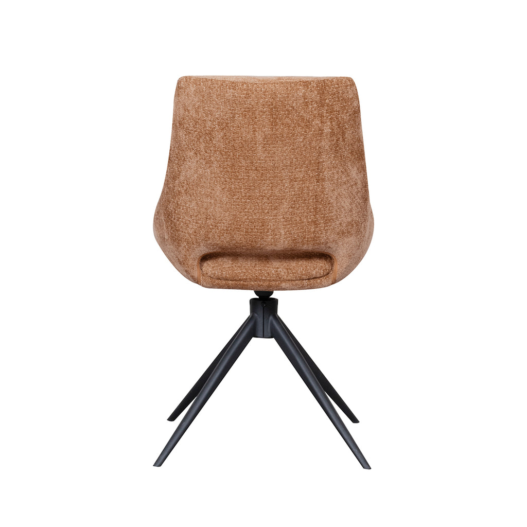 Eetkamerstoel Marlow - Cognac - Chenille - Zwart Metalen Frame