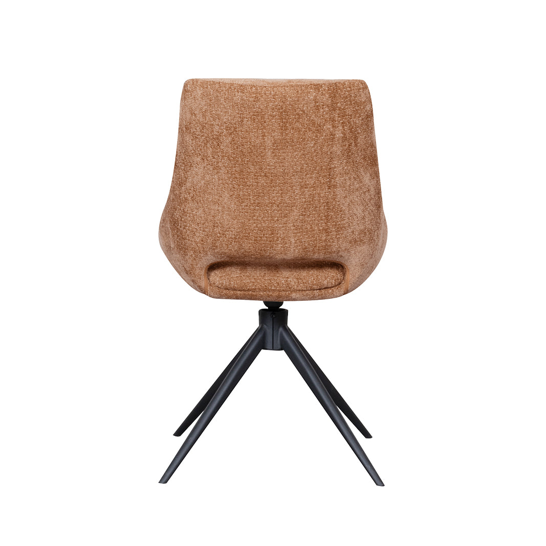 Eetkamerstoel Marlow - Cognac - Chenille - Zwart Metalen Frame