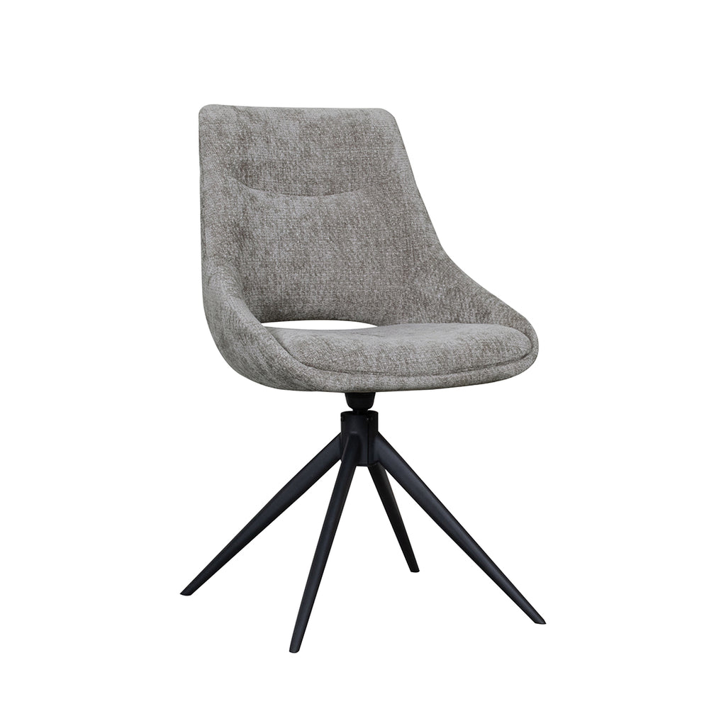 Eetkamerstoel Marlow - Stone - Chenille - Zwart Metalen Frame