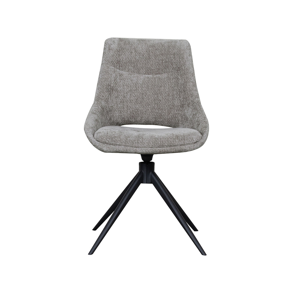 Eetkamerstoel Marlow - Stone - Chenille - Zwart Metalen Frame