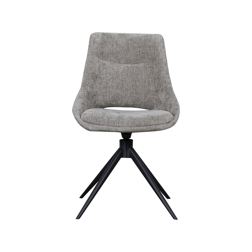 Eetkamerstoel Marlow - Stone - Chenille - Zwart Metalen Frame