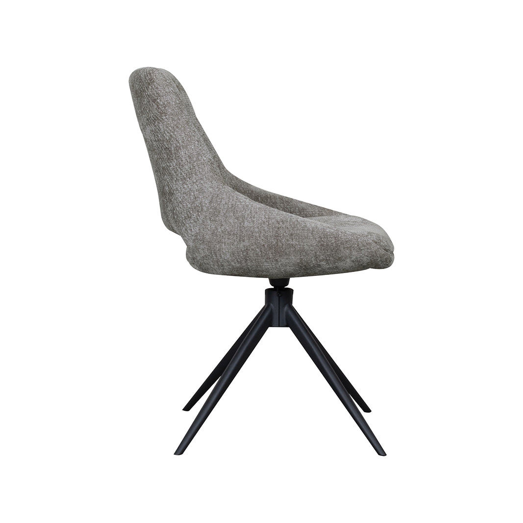 Eetkamerstoel Marlow - Stone - Chenille - Zwart Metalen Frame