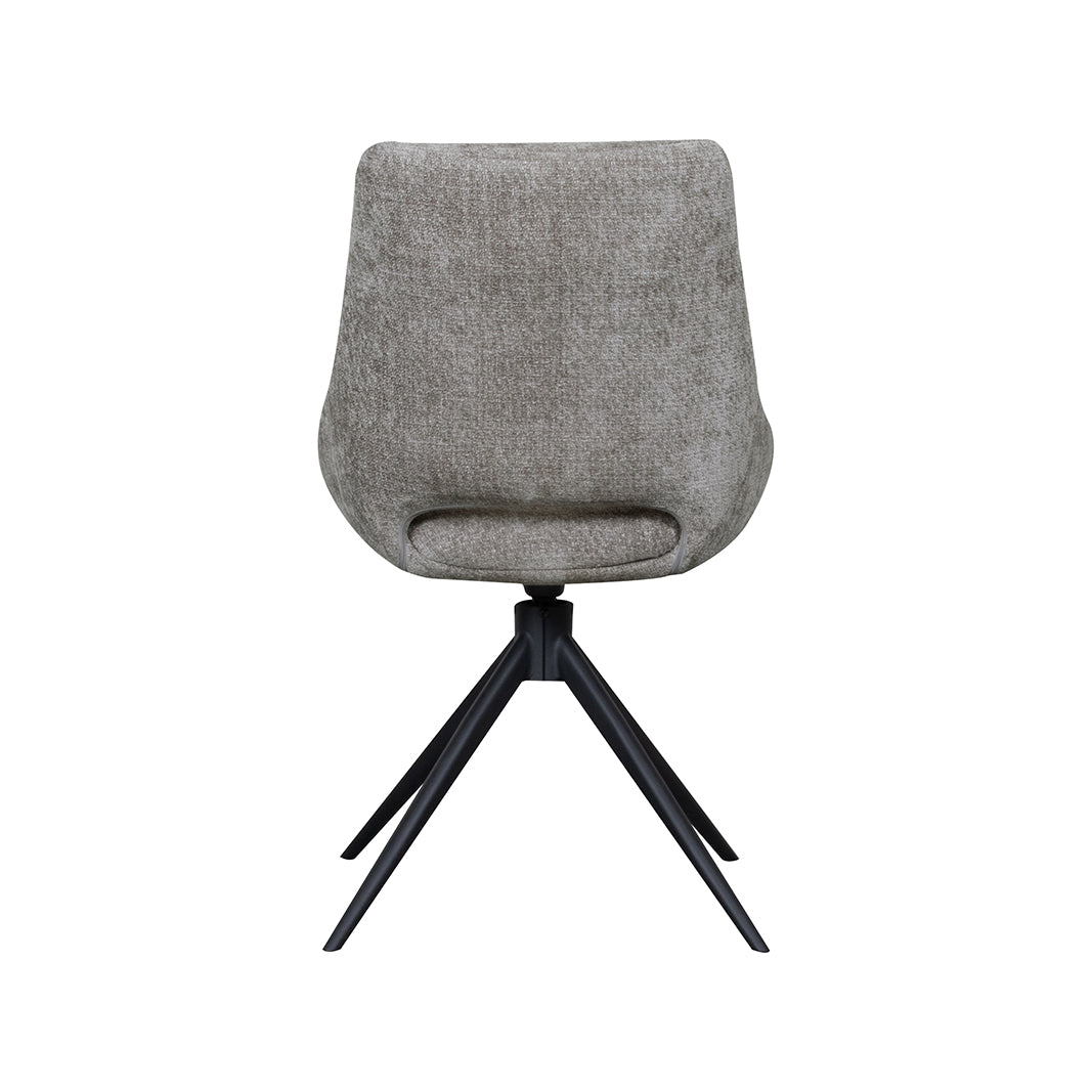 Eetkamerstoel Marlow - Stone - Chenille - Zwart Metalen Frame
