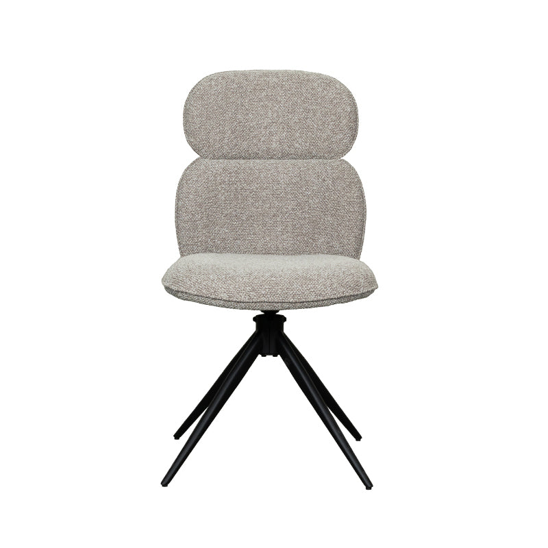 Eetkamerstoel Finn - Mushroom - Royal Boucle - Zwart Metalen Frame