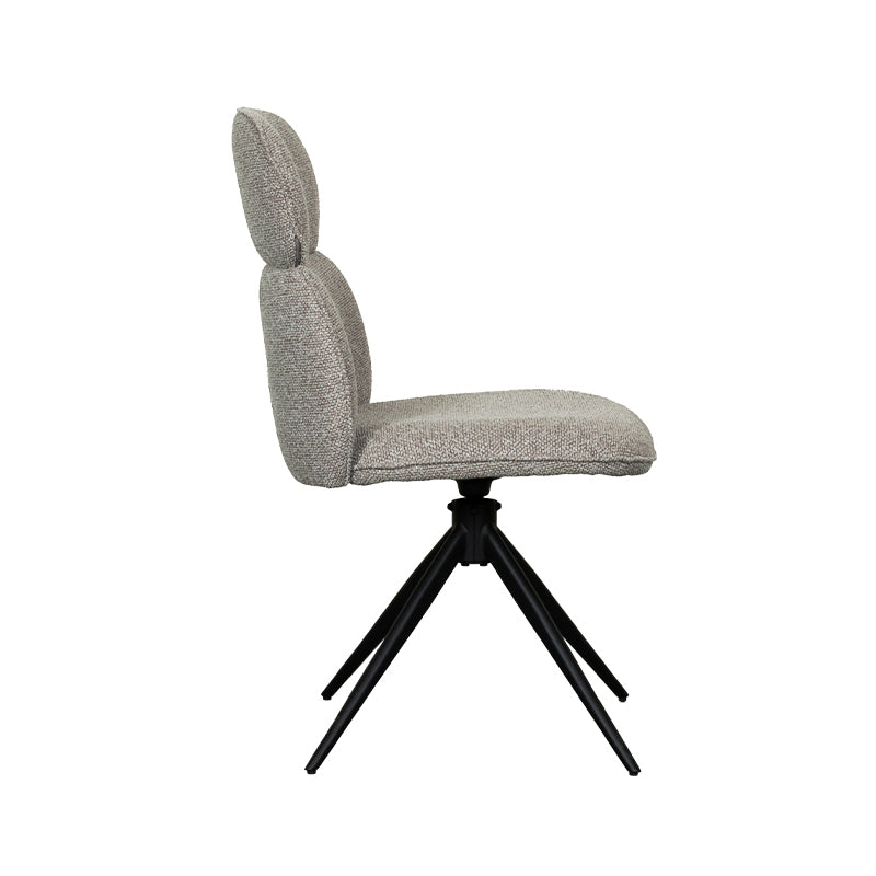 Eetkamerstoel Finn - Mushroom - Royal Boucle - Zwart Metalen Frame