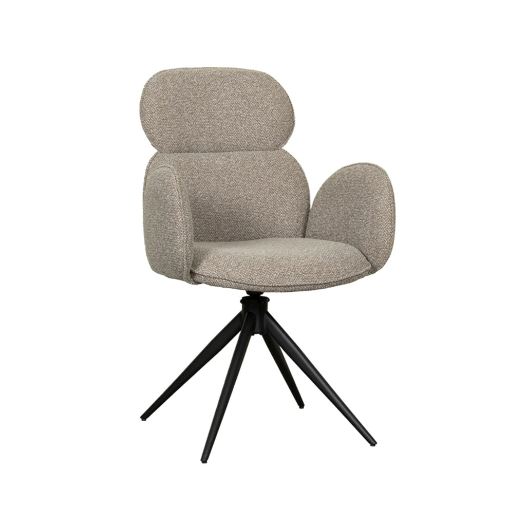 Eetkamerstoel Vidar - Naturel - Boucle - Zwart Metalen Frame
