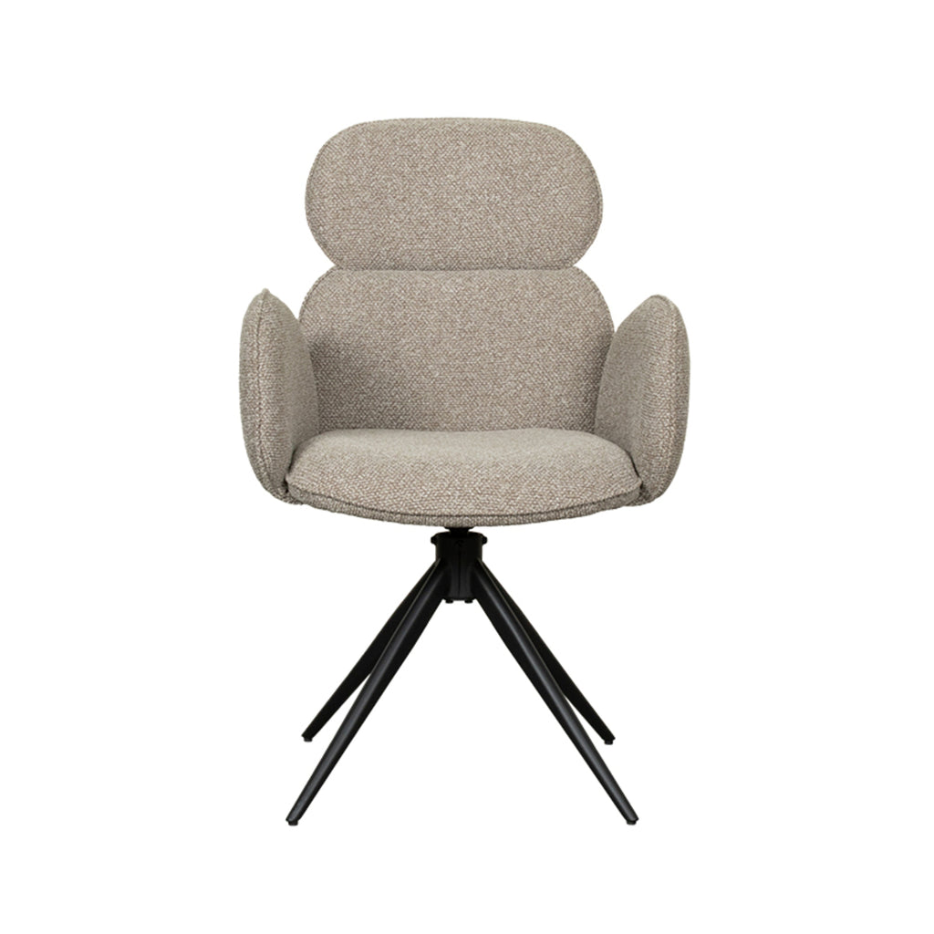 Eetkamerstoel Vidar - Naturel - Boucle - Zwart Metalen Frame