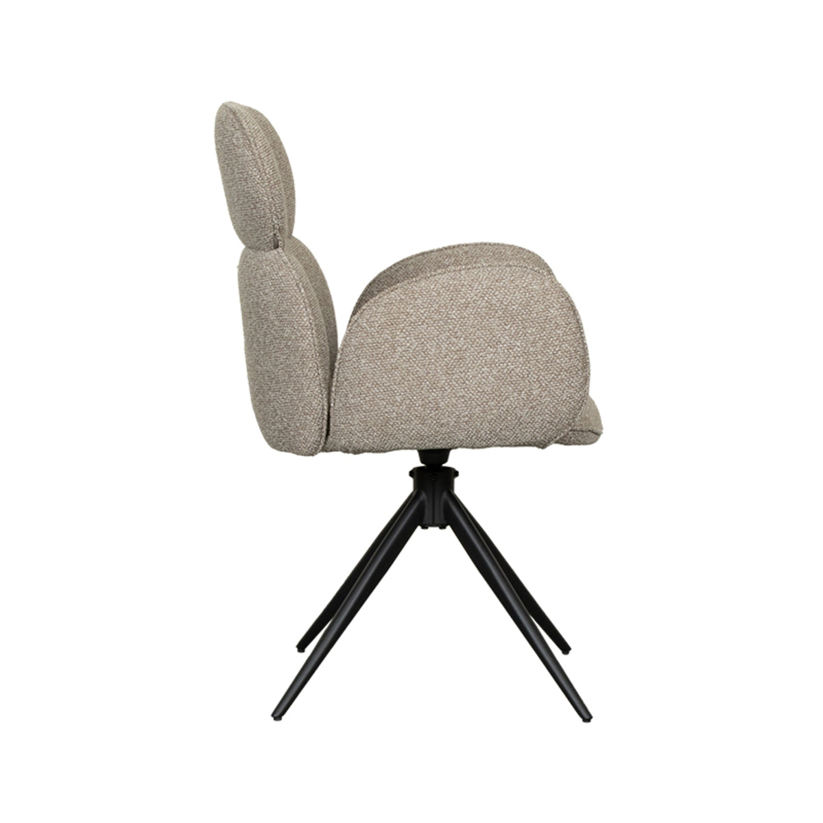 Eetkamerstoel Vidar - Naturel - Boucle - Zwart Metalen Frame