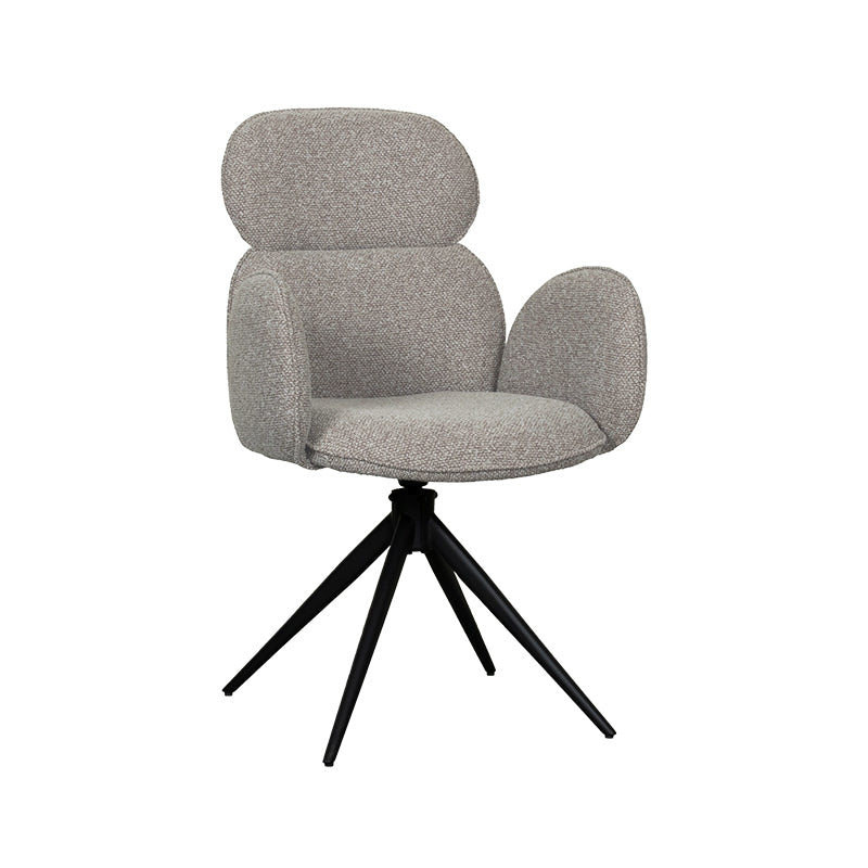 Eetkamerstoel Vidar - Mushroom - Royal Boucle - Zwart Metalen Frame