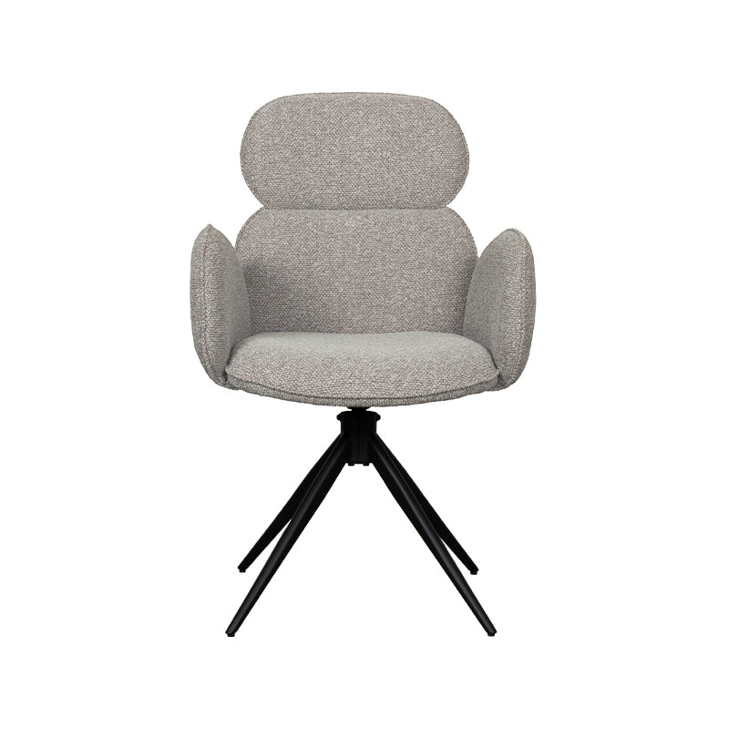 Eetkamerstoel Vidar - Mushroom - Royal Boucle - Zwart Metalen Frame