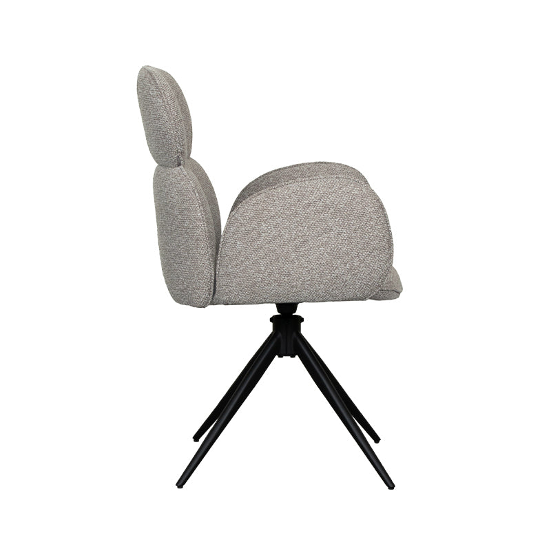 Eetkamerstoel Vidar - Mushroom - Royal Boucle - Zwart Metalen Frame
