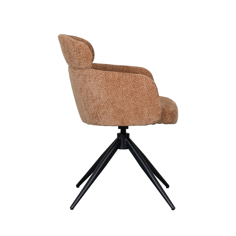 Eetkamerstoel Levi - Cognac - Elite - Zwart Metalen Frame