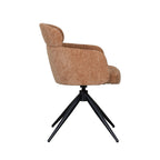 Eetkamerstoel Levi - Cognac - Elite - Zwart Metalen Frame