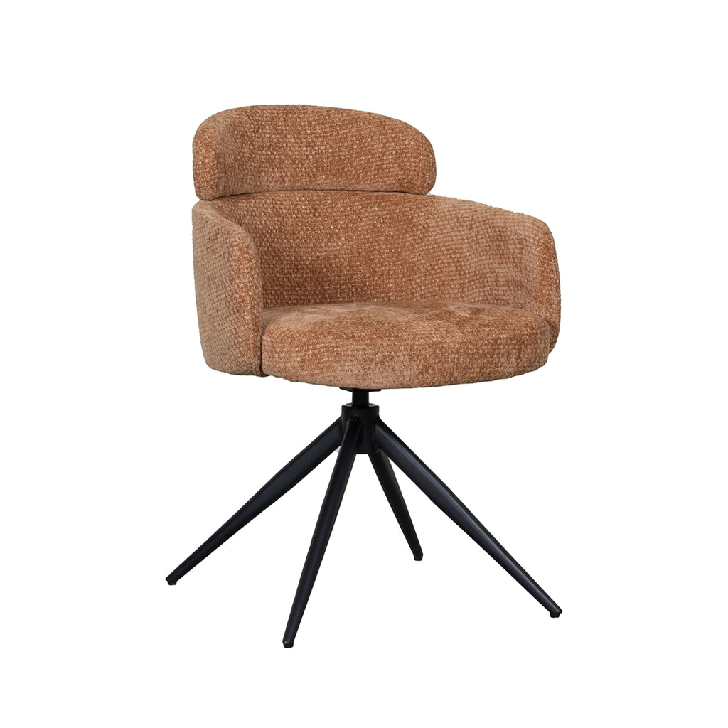 Eetkamerstoel Levi - Cognac - Elite - Zwart Metalen Frame