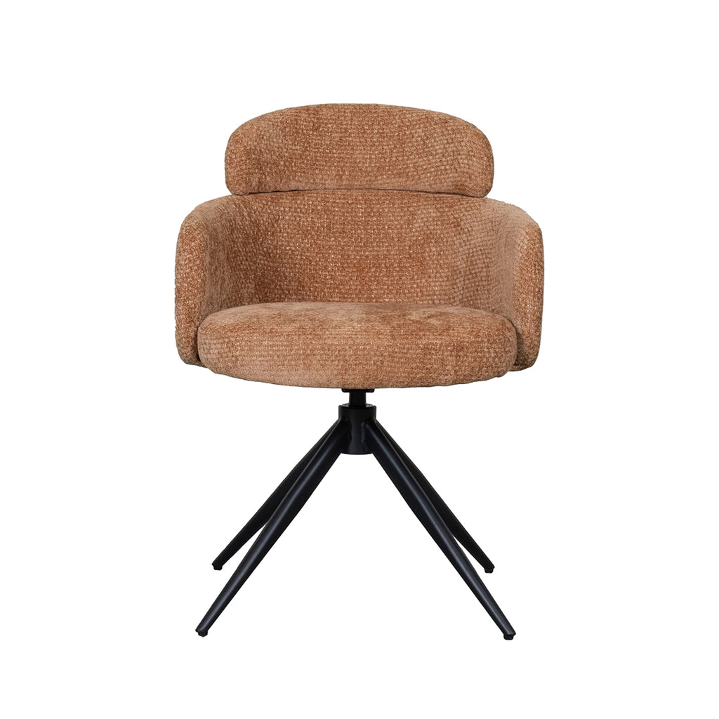 Eetkamerstoel Levi - Cognac - Elite - Zwart Metalen Frame