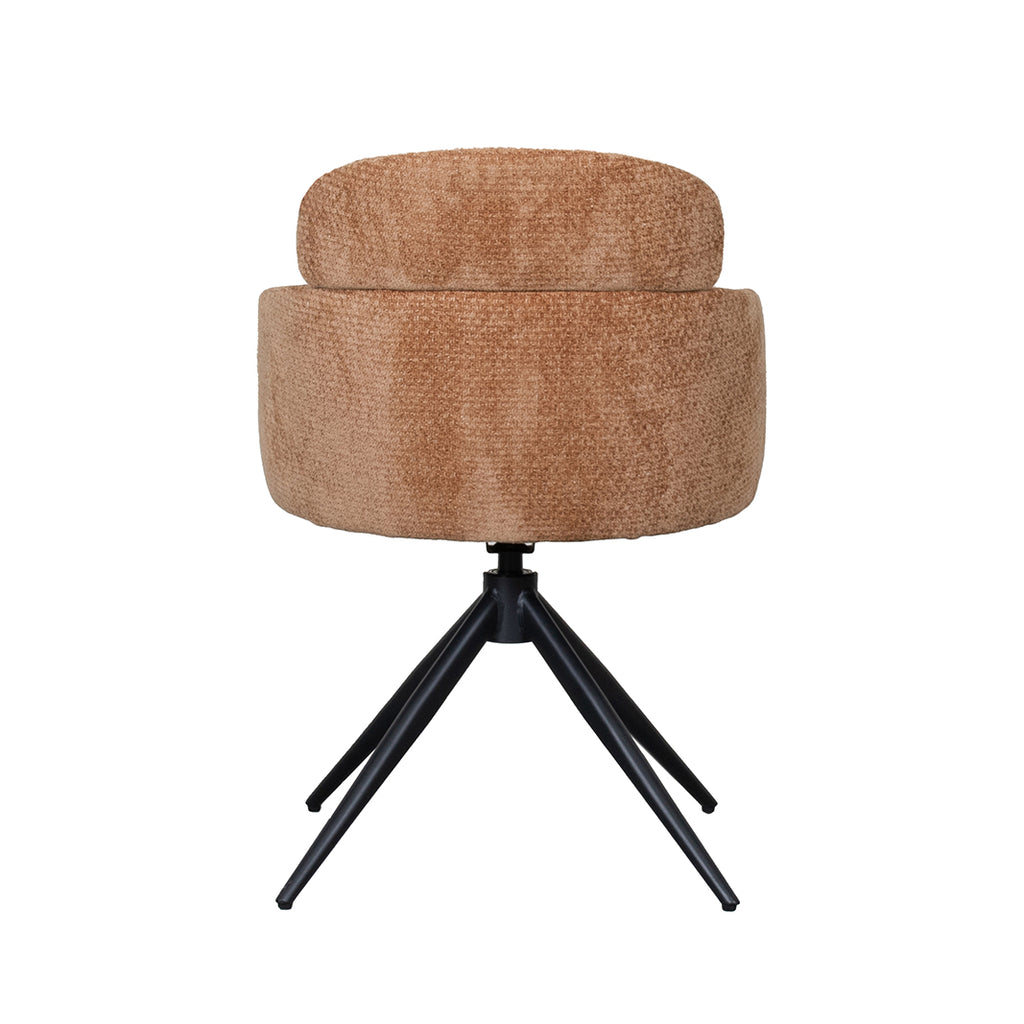 Eetkamerstoel Levi - Cognac - - Zwart Metalen Frame