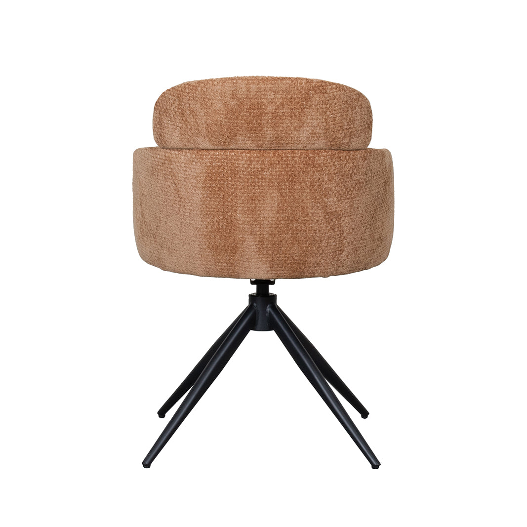 Eetkamerstoel Levi - Cognac - Elite - Zwart Metalen Frame