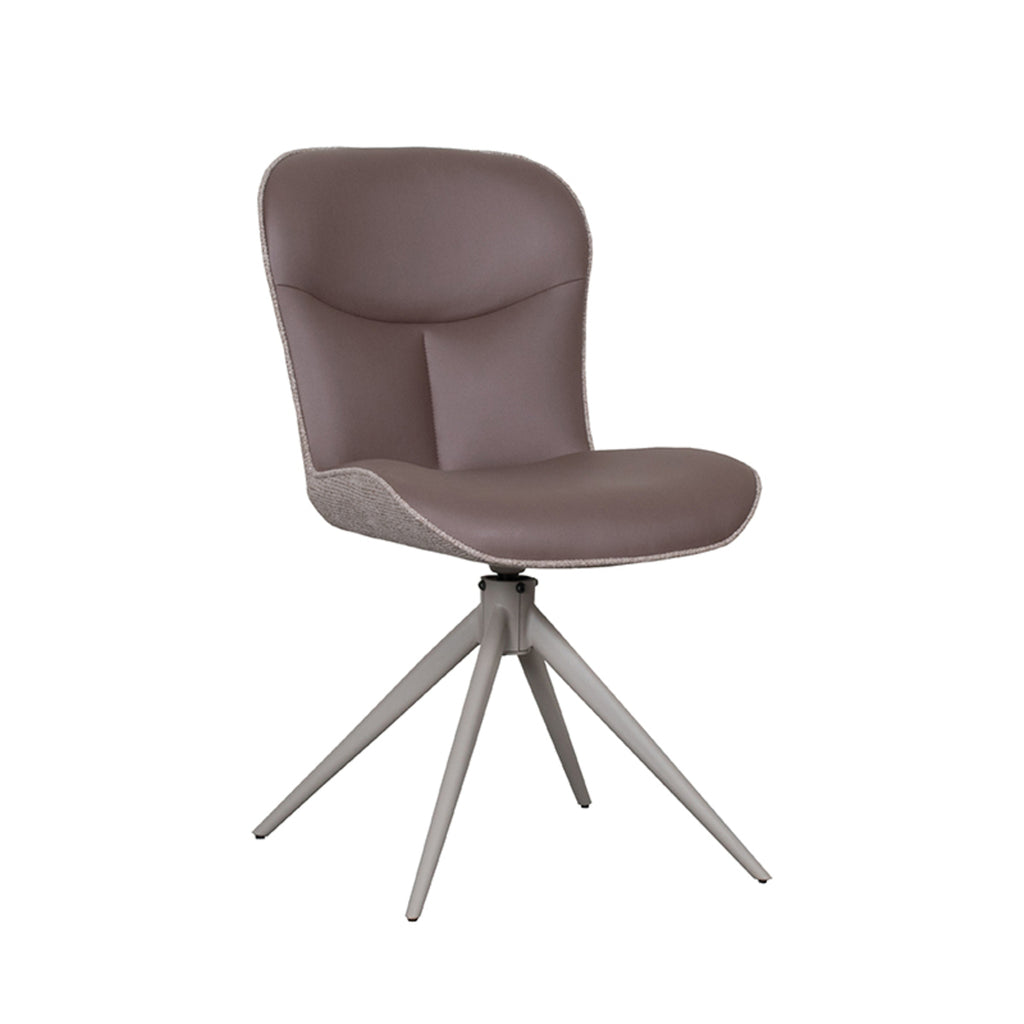 Eetkamerstoel Thorben - Bruin - Microvezel - Taupe Metalen Frame