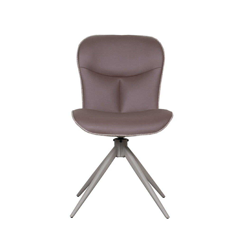 Eetkamerstoel Thorben - Bruin - Microvezel - Taupe Metalen Frame