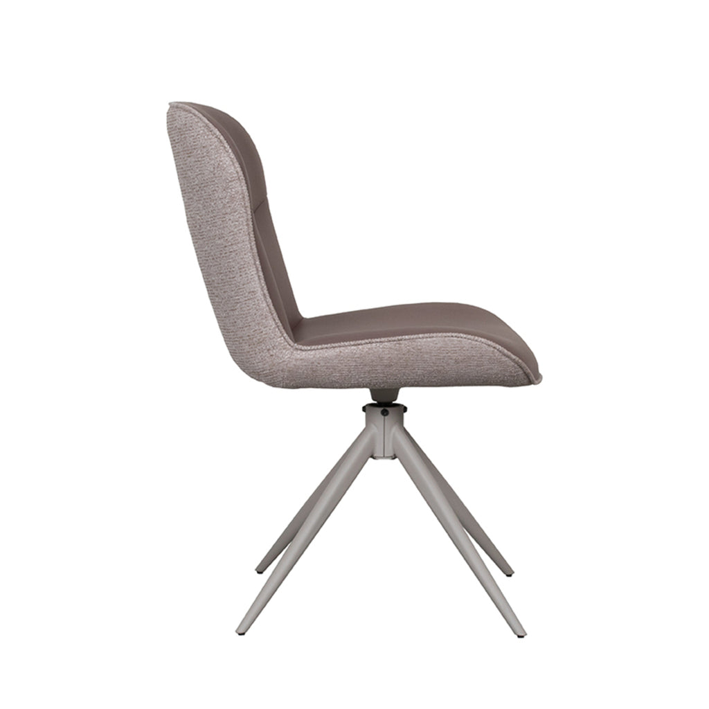 Eetkamerstoel Thorben - Bruin - Microvezel - Taupe Metalen Frame