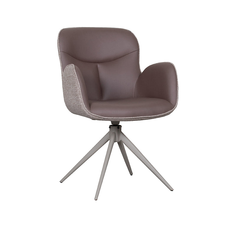 Eetkamerstoel Lasse - Bruin - Microvezel - Taupe Metalen Frame
