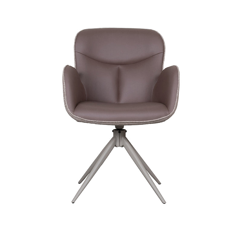 Eetkamerstoel Lasse - Bruin - Microvezel - Taupe Metalen Frame