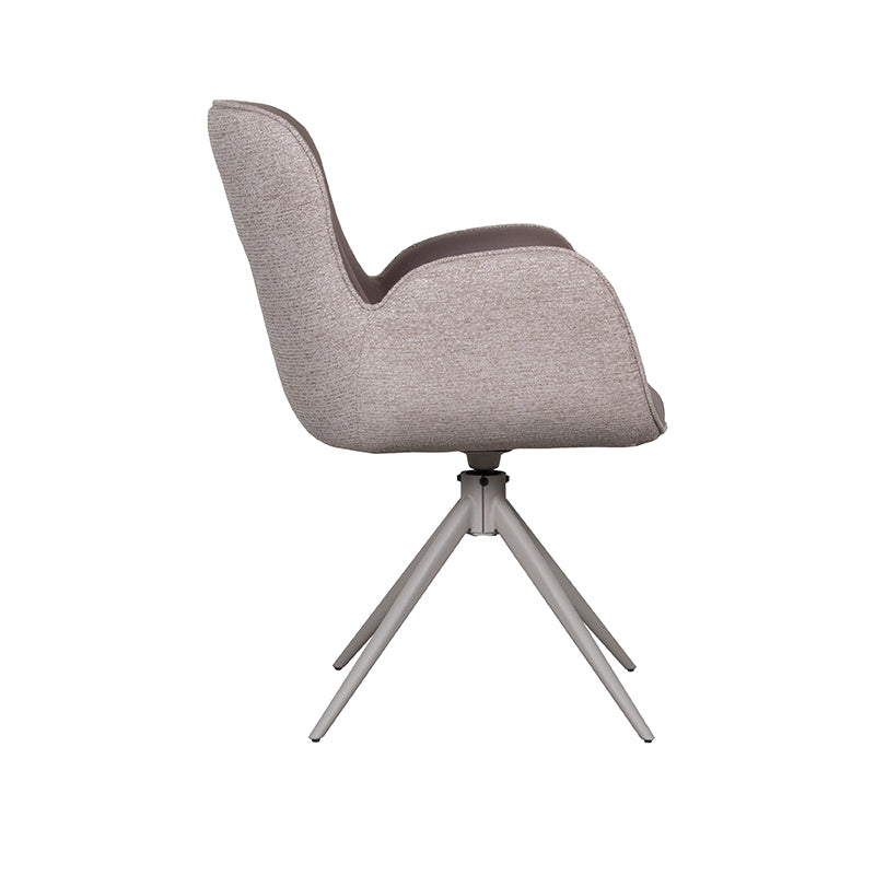 Eetkamerstoel Lasse - Bruin - Microvezel - Taupe Metalen Frame