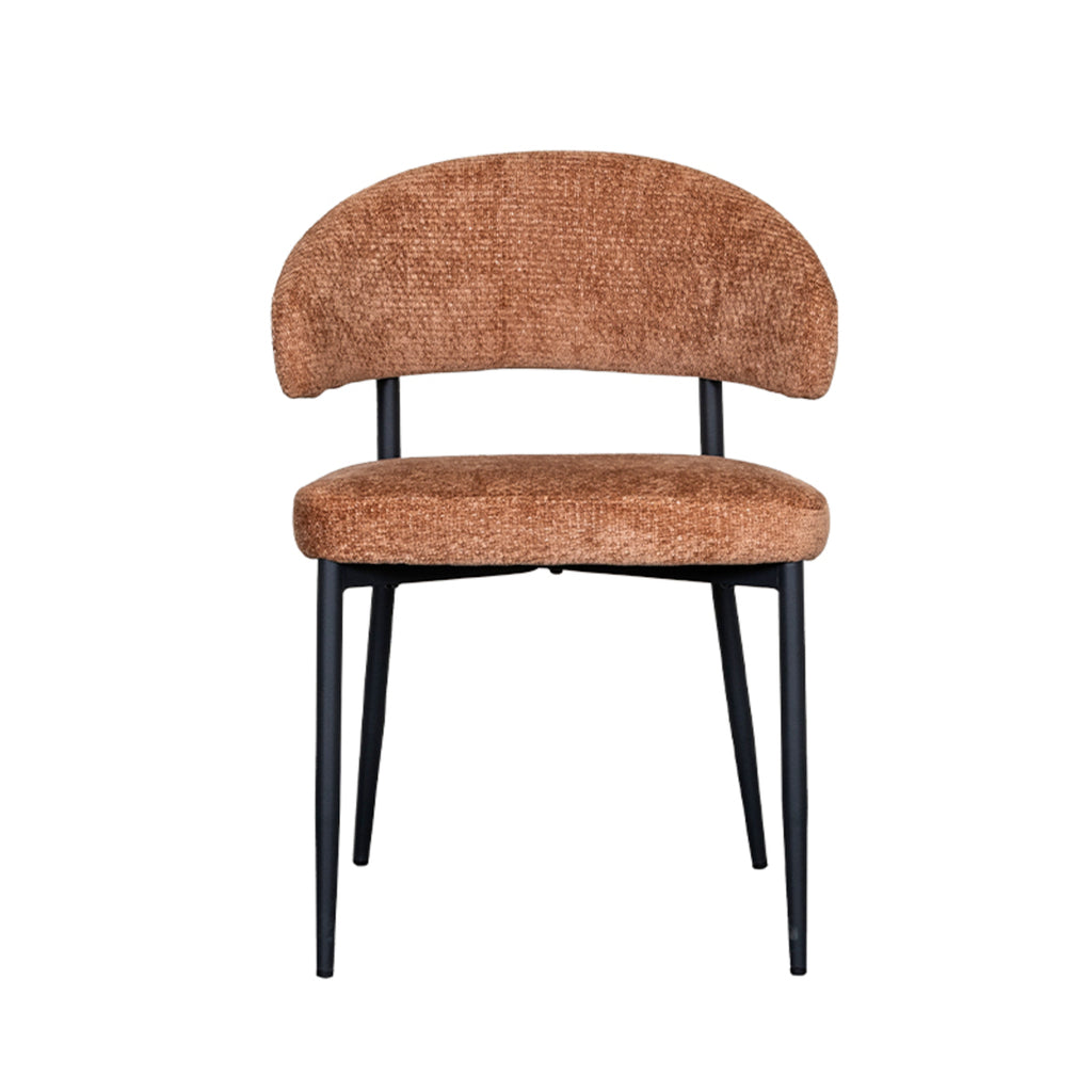 Eetkamerstoel Bliss - Cognac - Elite - Zwart Metalen Frame