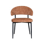 Eetkamerstoel Bliss - Cognac - Chenille - Zwart Metalen Frame